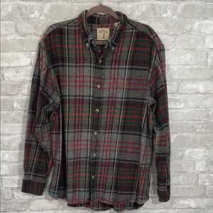 Red Head Men's Flannel Plaid Shirt - Grey, Red, and Green